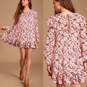 NWT Free People Babydoll These Dreams Mini Dress Cream Red Size S Small NEW